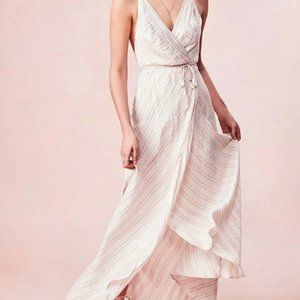 Urban Outfitters Kimchi Blue Gold Thistle Sparkle Metallic Wrap Maxi Dress 6